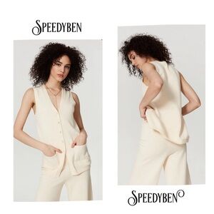 STAUD Jo Pearl Button Sweater Vest size medium